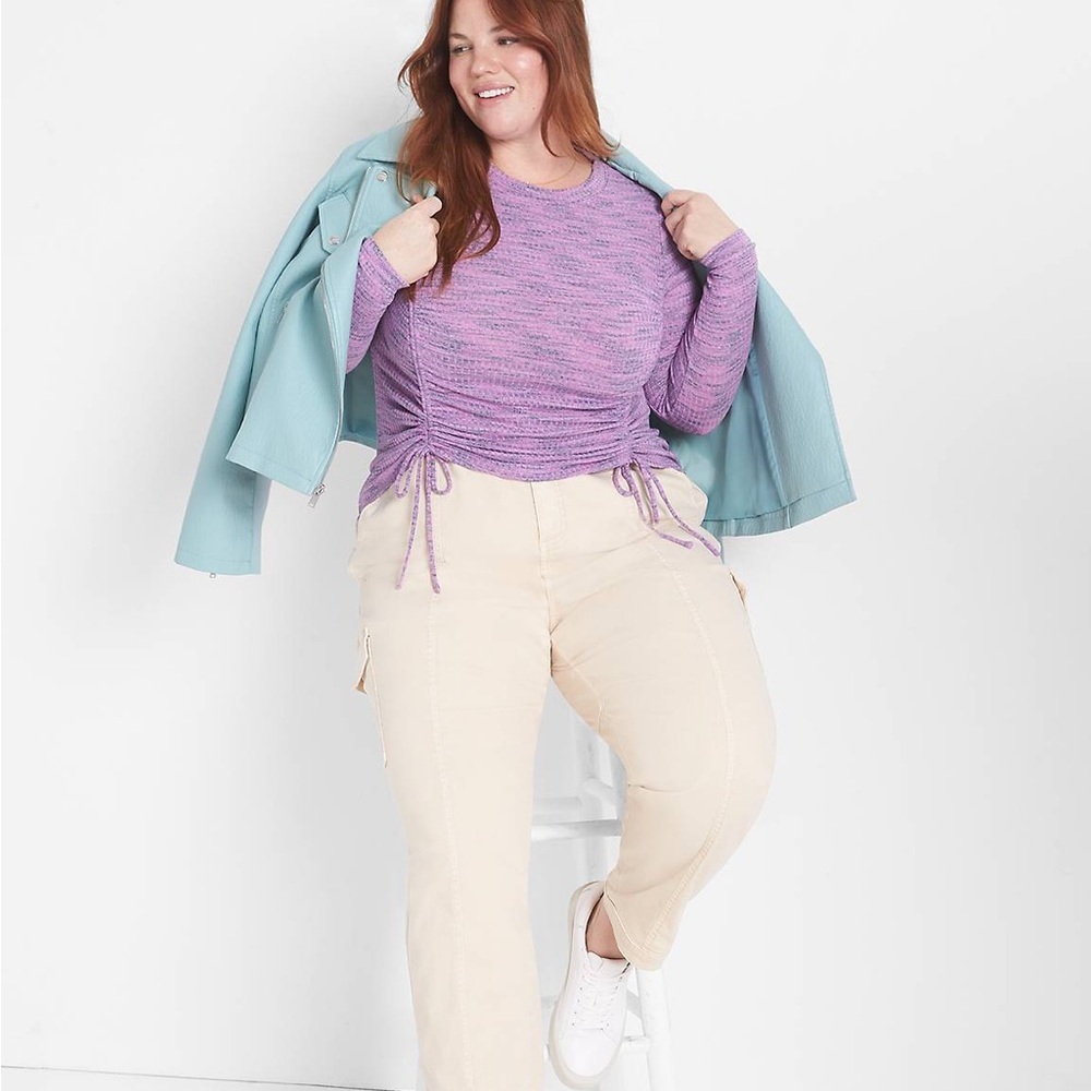 Lane Bryant Fitted Crop Rib Spacedye Tee Long Sleeve Activewear Lounge 18/20 - Picture 3 of 7